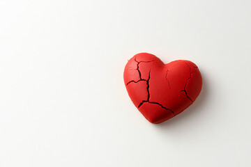 A broken red heart symbolizes love, loss, and emotional pain, evoking deep feelings and reflections on relationships.