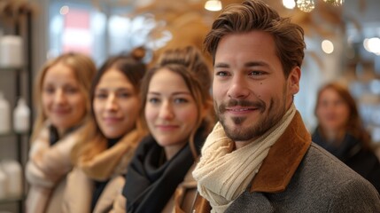 Obraz premium A professional encounter between a customer service agent and a client, friendly interaction, welcoming business environment, customer satisfaction