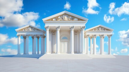 Fototapeta premium Classical Architecture with Columns Against a Blue Sky Background