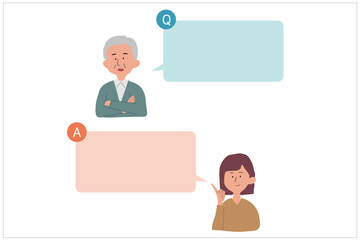 質問をする男性と回答する女性のイラスト