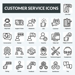 customer service vector line set icon