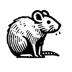 An Artistic Representation of a Rat Icon Boldly Designed to Embody Intelligence, Adaptability, and Resourcefulness with a Unique Style That Blends Modern Minimalism and the Spirit of Survival