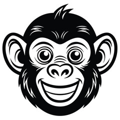 A cute monkey head illustration vector style