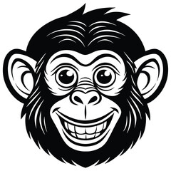 A cute monkey head illustration vector style