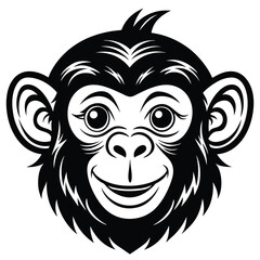 A cute monkey head illustration vector style
