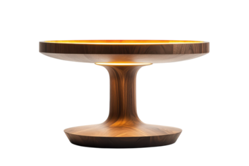 Elegant wooden table with integrated lighting showcasing modern design and craftsmanship in a stylish setting