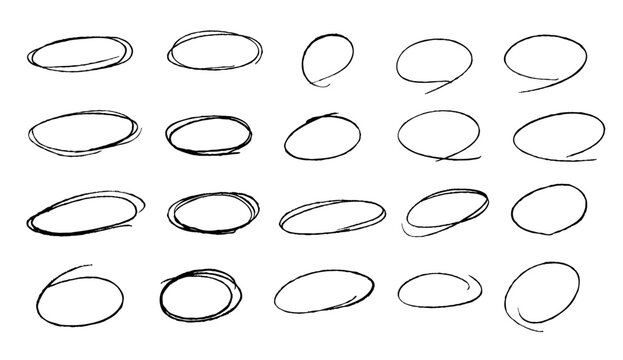 ラフな手描きの丸素材　見出し