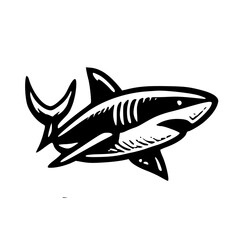 A Bold Artistic Representation of the Ocean’s Apex Predator Exploring the Unique Iconic Design of a Shark, Blending Strength, Elegance, and Symbolism in a Minimalist and Creative Graphic Style