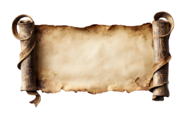 Empty vintage parchment banner on a transparent background. isolated background.