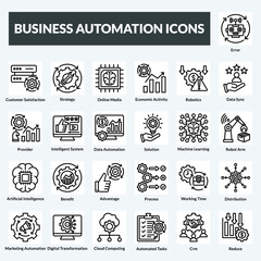 Fototapeta premium business automation vector line set icons