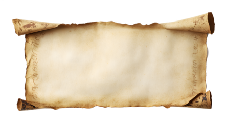 Empty vintage parchment banner on a transparent background. isolated background.