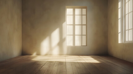 Obraz premium Bright room with soft natural light and minimalist design.