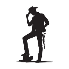 Cowboy pose silhouette vector illustration