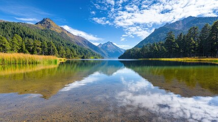 Fototapeta premium Serene Mountain Lake Reflection