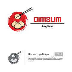 Dimsum logo template with a dimsum, chopstick, and with a oriental circle style.