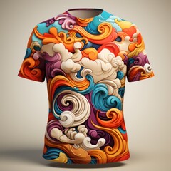 Vibrant Abstract Swirl Pattern T-Shirt Design By Generated AI