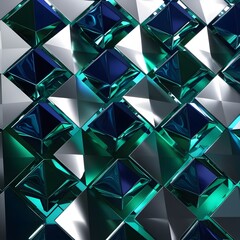 Abstract Shiny Geometric Pattern with Emerald Green and Deep Blue Shapes