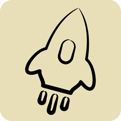 Icon Rocket. related to Speed symbol. hand drawn style. design editable