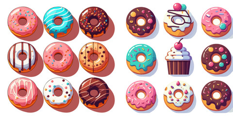 bundle of sweet donut vector illustration