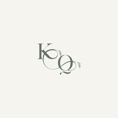 wedding concept monogram elegant and elegant logo QK organic hairline logotype letter