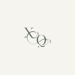 wedding concept monogram elegant and elegant logo QX organic hairline logotype letter