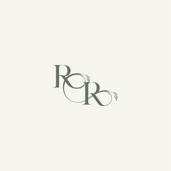 wedding concept monogram elegant and elegant logo RR organic hairline logotype letter