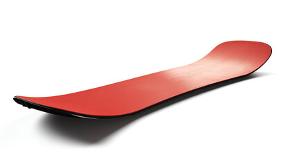 A vibrant red snowboard on a clean white background, showcasing its sleek design and ready for winter adventures.