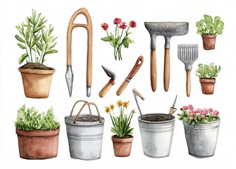 set of gardening tools
