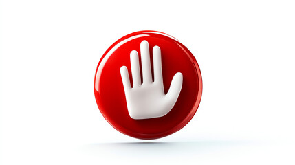 Obraz premium A vibrant stop sign button with a raised hand symbol, symbolizing caution and the importance of safety in technology.