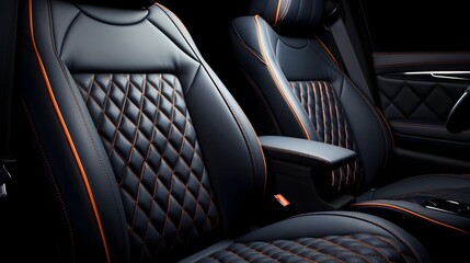 Obraz premium Luxurious Quilted Upholstery Adorning the Premium Seating of a High End Automobile Interior Design