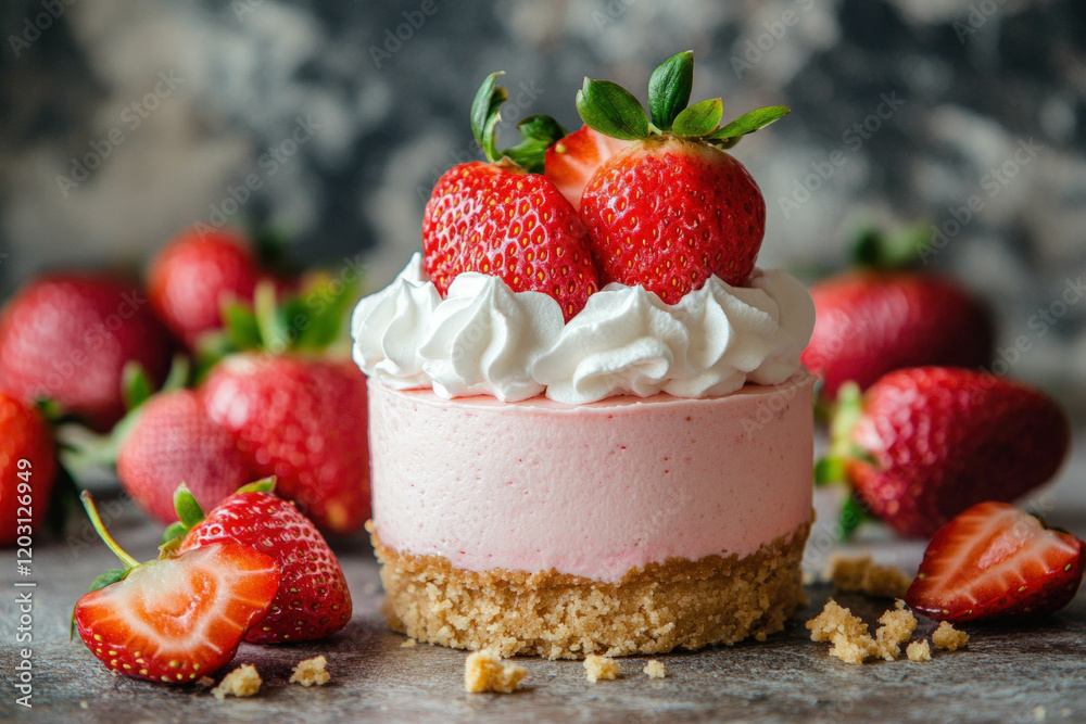 Canvas Prints Strawberry Cheesecake Isolated