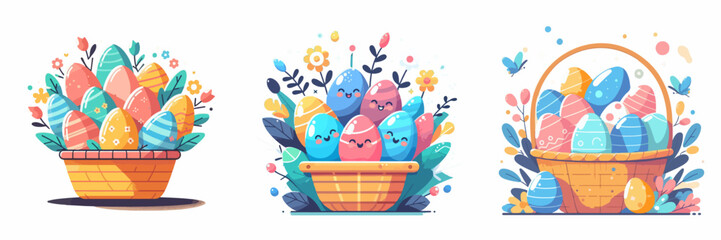 Fototapeta premium set illustration of colorful easter egg