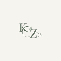 ZK letter elegant and elegant logo organic hairline logotype wedding concept monogram
