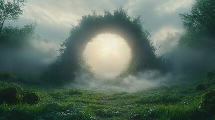  Sunlight breaking through dense clouds in a peaceful, ethereal scene.