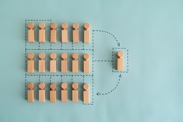 Minimalist Team Building Visualization on Pastel Blue Background