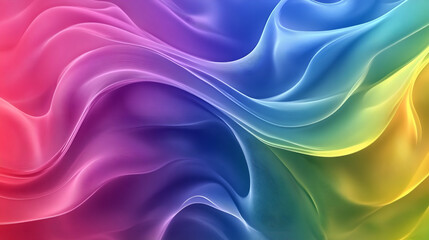 Glamorous Wave-Style Abstract Wallpaper for Modern Elegance, Rainbow colors soft luxury fabric cloth, artwork ,Smooth flowing wave pattern in vibrant futuristic colors
