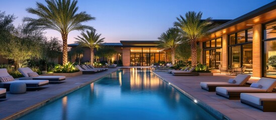 Luxury Desert Oasis: Tranquil Evening by the Pool