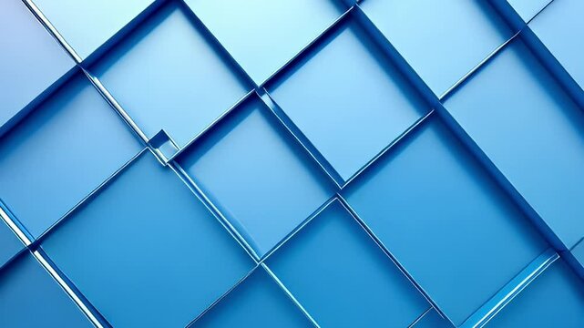 Abstract Blue Geometric Pattern of Overlapping Glass Squares