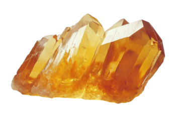 Beautiful raw amber crystal formation displaying vibrant orange hues and natural facets