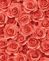 Naklejka premium vibrant pattern of blooming red roses creates romantic and elegant floral texture