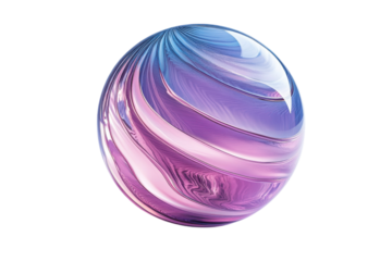 Colorful abstract sphere with swirling patterns and gradient effects in blue and purple tones