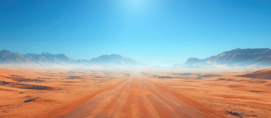 Endless Desert Road: A Journey into the Orange Sands