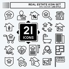 Icon Set Real Estate. suitable for education symbol. line style. simple design editable