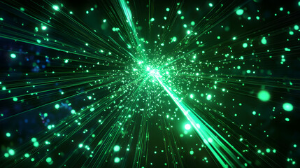 Naklejka premium Abstract design of green light streaks, giving a sense of motion and energy.