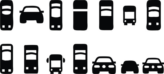 Parking flat icon set, Car parking symbols, Editable parking car icon, Vector illustration.