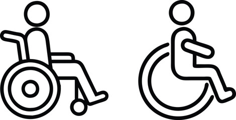 Disabled person line art icon. Handicapped Sign. Accessibility man in a wheelchair pictogram. Vector illustration.