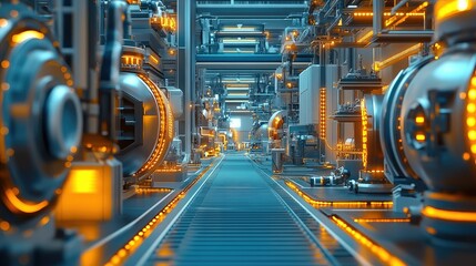 Fototapeta premium Futuristic Factory: A Glimpse into Advanced Manufacturing