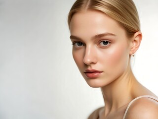 Naklejka premium Portrait beautiful Woman with natural gold hair and fresh skin
