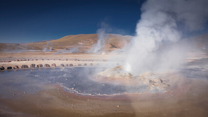 Geysers of El Tatio at dawn