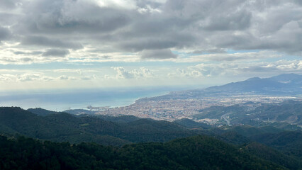 View from Montes de Málaga Malaga Natural Park onto the city
